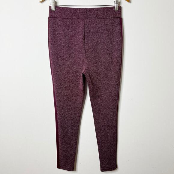Lou & Grey Loft Women's Textured Stripe Ponte Leggings M Maroon Red Stretch Pant - Picture 4 of 7